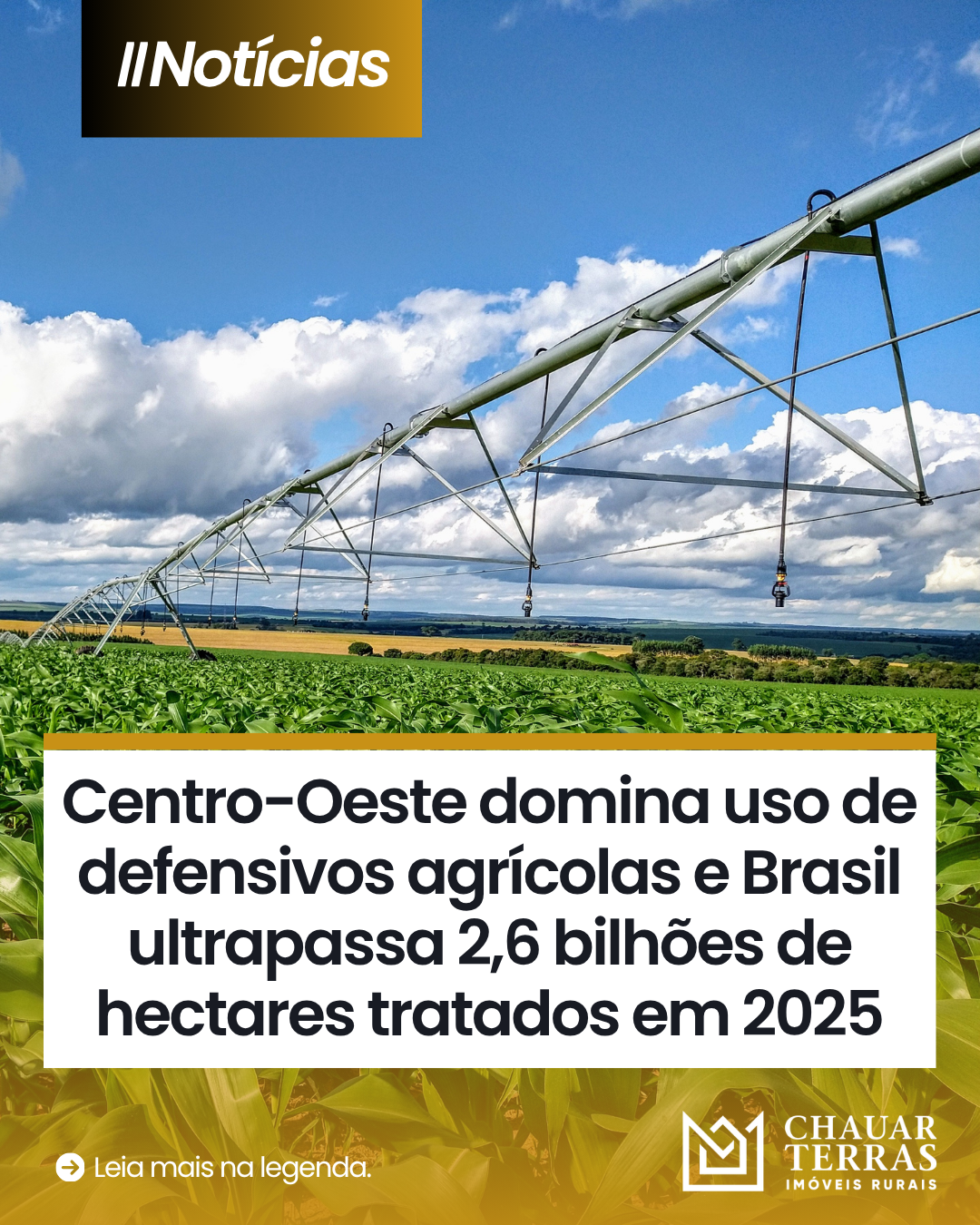 Centro-Oeste domina uso de defensivos agrícolas e Brasil ultrapassa 2,6 bilhões de hectares tratados em 2025